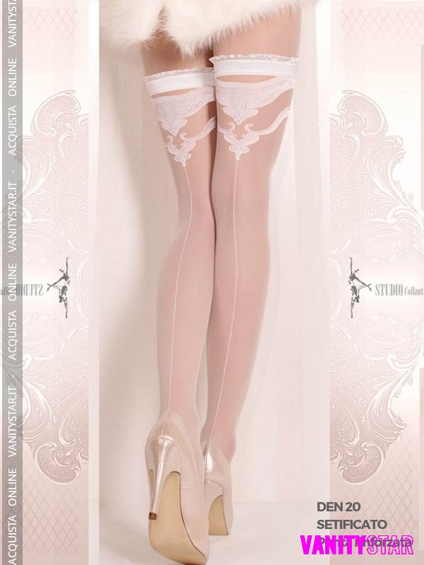 Eleganti calze autoreggenti bianche 375